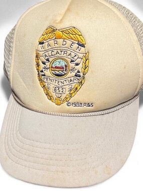 Vintage 1988 Warden Alcatraz Penitentiary Trucker Hat Snapback Prison